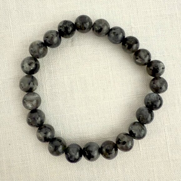 Gray Labradorite Energy Bracelet 6.75 inch Natural Stone Beaded Stretch 8mm Bead - Picture 5 of 11